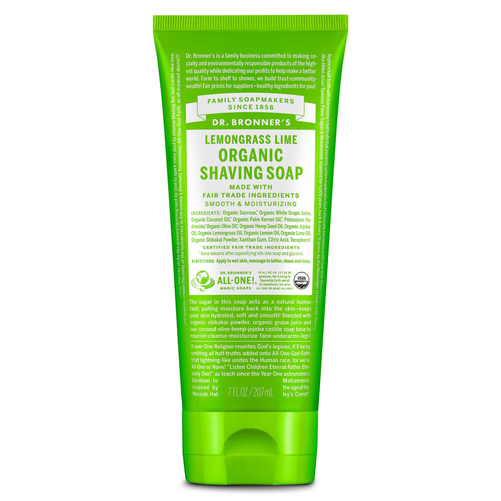 ORGANIC SHAVING SOAP Lemongrass Lime [7 oz]