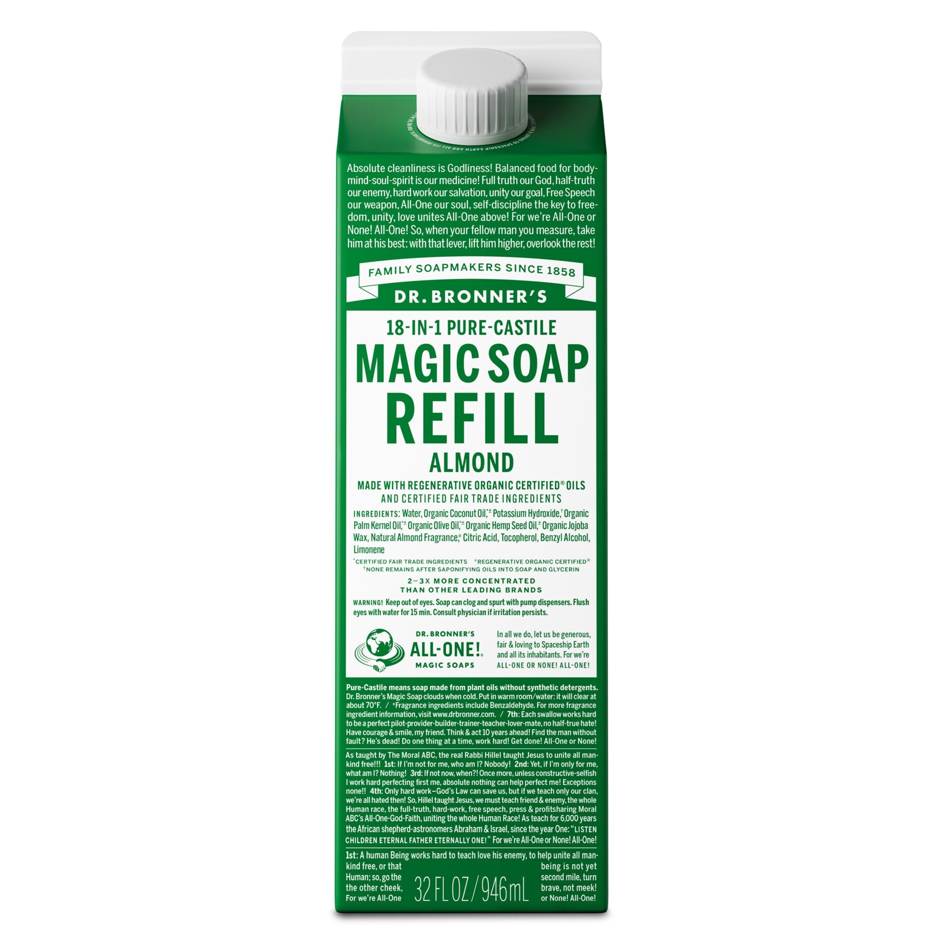 PURE-CASTILE LIQUID SOAP REFILL Almond [32 oz]